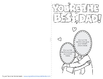 Glue-Your-Picture Card: Hug Fathers Day Worksheet