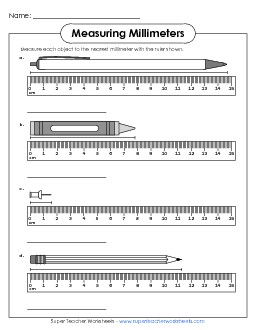 Measuring to the Nearest Millimeter #2 Measurement Worksheet