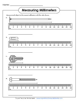 Measuring to the Nearest Millimeter #1 Measurement Worksheet