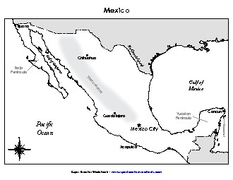 Mexico Map (Labeled; English) Maps Worksheet