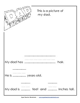 About My Dad (Primary) Fathers Day Worksheet