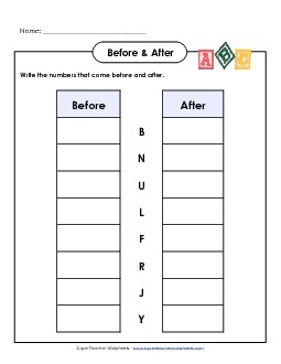 Before and After (Upper-Case) Alphabetical Order Worksheet