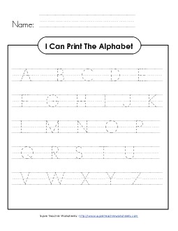 Print the Alphabet (Uppercase) Printing Worksheet