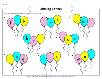 Balloon Letters (Lower-Case) Alphabetical Order Worksheet