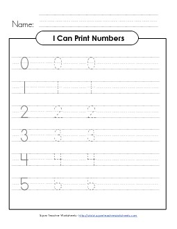 Numbers 1- 12 Printing Worksheet