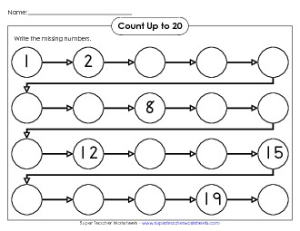 Number Line: Missing Numbers Counting Worksheet