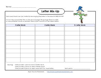 Letter Mix Up: Scarecrow (Intermediate) Fall Worksheet