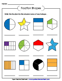 Fraction Shapes 1 Fractions Worksheet