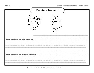 Creature Feature #3 (Primary) Compare Contrast Worksheet