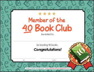 40 Book Award Awards Worksheet