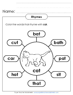 Rhymes with Cat Worksheet