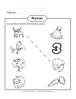 Rhyming Match 2 Rhymes Worksheet