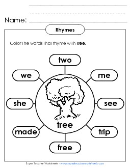 Rhymes with Tree Worksheet