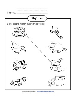 Rhyming Match 1 Rhymes Worksheet