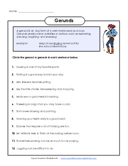 Gerunds Verbals Worksheet