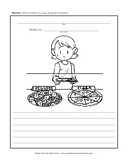 Veggies or Pizza? Writing Storypics Worksheet