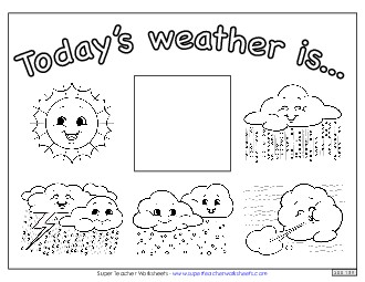 Daily Weather Chart (Black & White) Worksheet