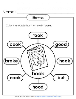 Rhymes with Book Worksheet