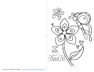 Card: Butterflies Mothers Day Worksheet