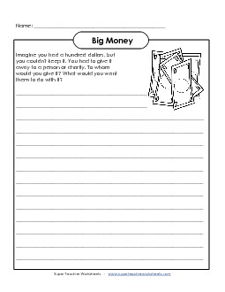 Big Money Free Writing Worksheet