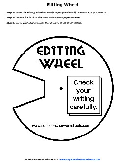 Editing Wheel (Black &White) Writing Worksheet