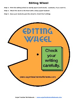 Editing Wheel (Color) Writing Worksheet