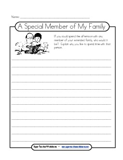 Special Family Member Writing Worksheet