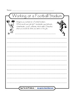 My Job at the Football Stadium Writing Worksheet