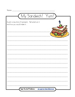 New Sandwich Writing Worksheet