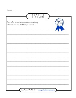 I won! Writing Worksheet