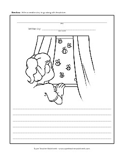 Bees By the Window Writing Storypics Worksheet