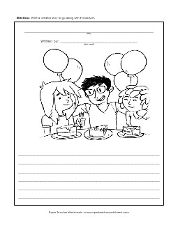 Birthday Trio Writing Storypics Worksheet