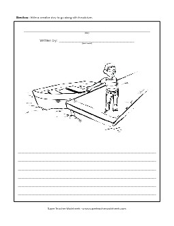 Boy and His Rowboat Writing Storypics Worksheet