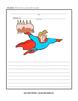 Birthday Superhero Writing Storypics Worksheet