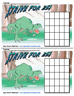 Dinosaur: Strive for 25 Chart Free Sticker Charts Worksheet