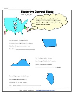 State Riddles  States Worksheet