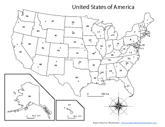 USA Capitals Numbered Map Maps Worksheet