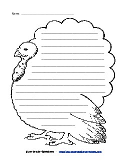 Turkey Paper with Lines Holiday Worksheet