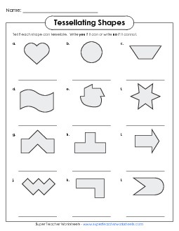 Shape Tessellations Worksheet