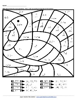 Basic Multiplication Mystery Picture - Turkey Worksheet