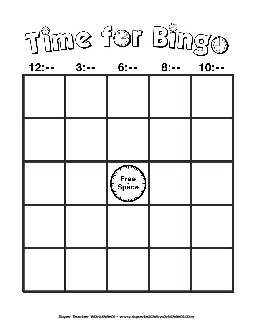 Clock Bingo - Nearest 5 Minutes Time Worksheet