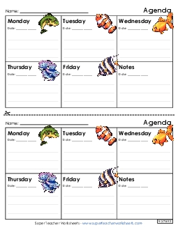 Fish Homework Agenda (Half-Size) Teachingtools Worksheet