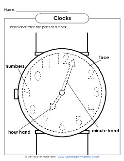 Trace the Numbers Time Worksheet