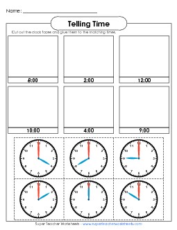 Cut and Glue Time Worksheet