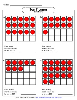 Double Ten-Frame Add/Subtract (Up to 20) Free Ten Frames Worksheet