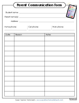 Parent Communication Log Teachingtools Worksheet