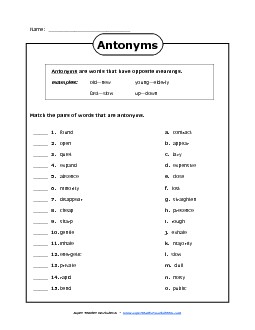 Antonyms 4 Synonyms Antonyms Worksheet