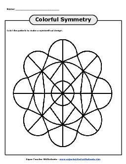 Symmetry Coloring Design Geometry Worksheet