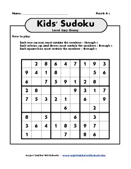 Sudoku for Kids Puzzle A-2 Worksheet