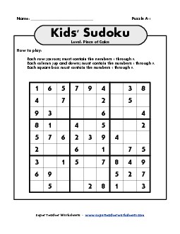 Sudoku for Kids Puzzle A-1 Worksheet